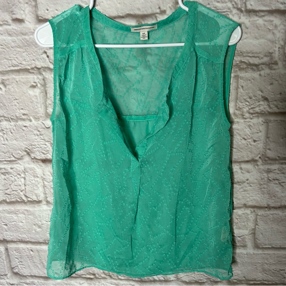 American Eagle Blouse Sheer Tank Sleeveless Womens‎ Size Small